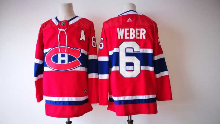 Men Montreal Canadiens 6 Weber Red Adidas Hockey Stitched NHL Jerseys